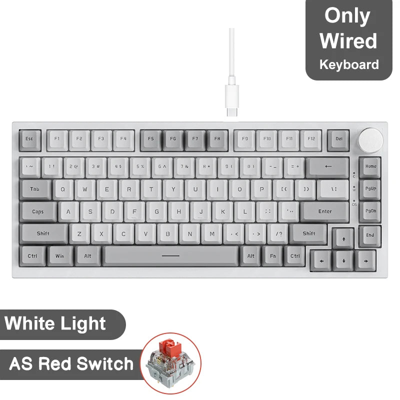 AJAZZ AK820 / AK820PRO TKL Gaming Mechanical Keyboard 75% 82 Keys Gasket Hot Swap Wired Bluetooth Wireless Keyboard for Mac/Win
