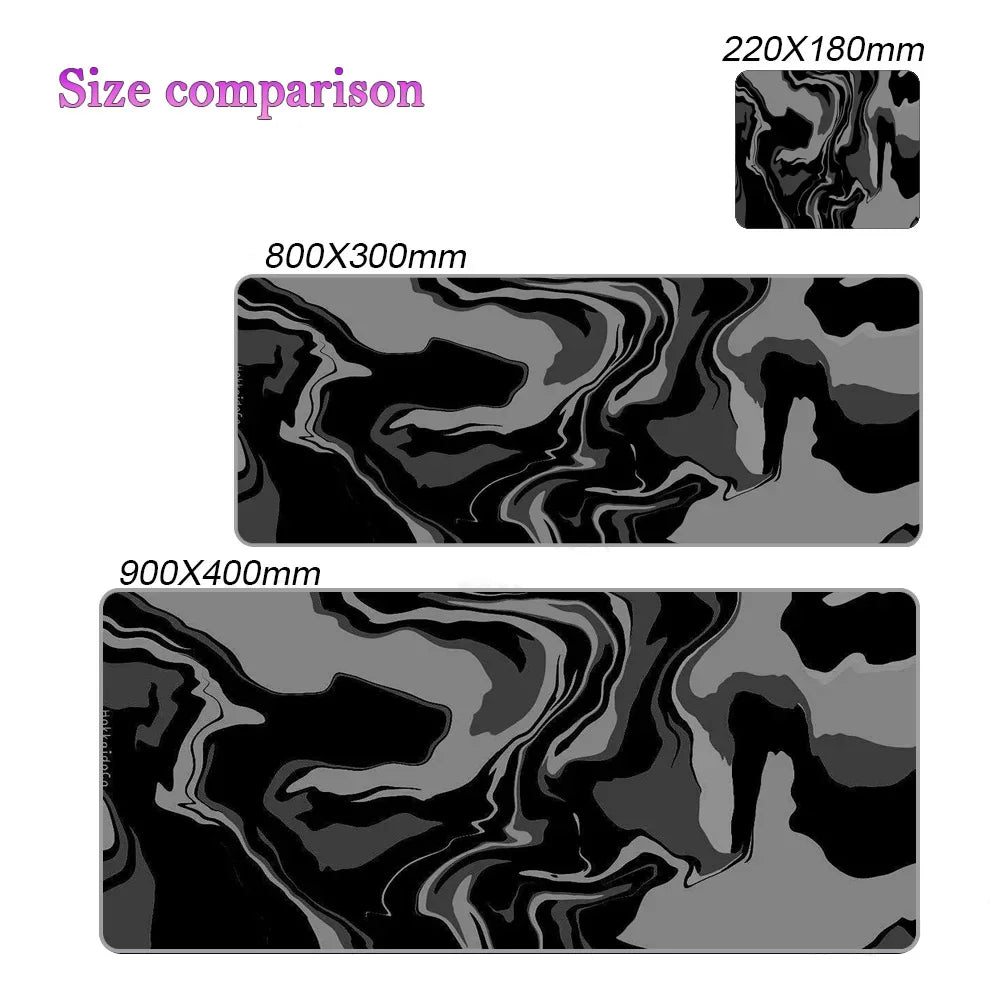 Alfombrilla de mouse gaming de línea líquida, accesorios gaming, tapete de escritorio topográfico, alfombra negra y gris con diseño de mármol, 100 × 50 cm, mouse pad personalizado para PC, tapete para escritorio
