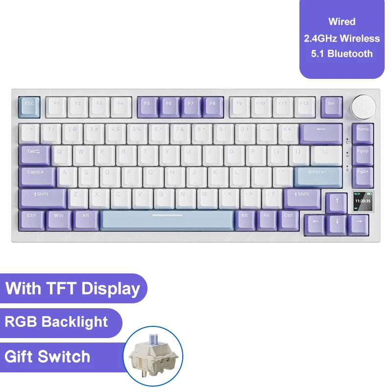 AJAZZ AK820 / AK820PRO TKL Gaming Mechanical Keyboard 75% 82 Keys Gasket Hot Swap Wired Bluetooth Wireless Keyboard for Mac/Win