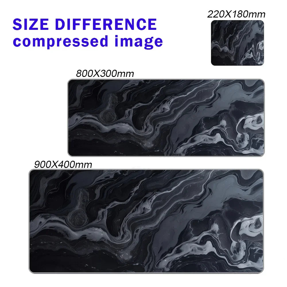 Alfombrilla de mouse gaming de línea líquida, accesorios gaming, tapete de escritorio topográfico, alfombra negra y gris con diseño de mármol, 100 × 50 cm, mouse pad personalizado para PC, tapete para escritorio