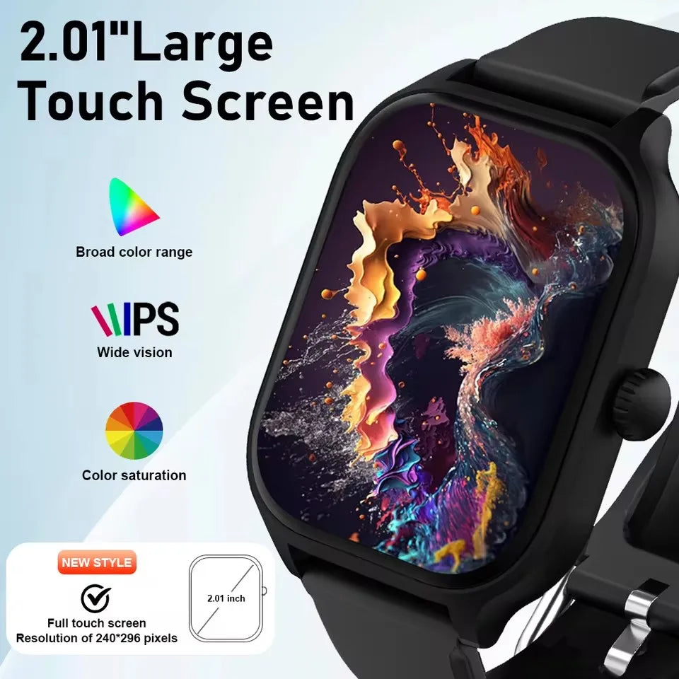 2026 Smart Watch Android IOS Phone 2.01 Inch Color Screen Bluetooth Answer Call Fitness Watches Tracker Smartwatch Women Men