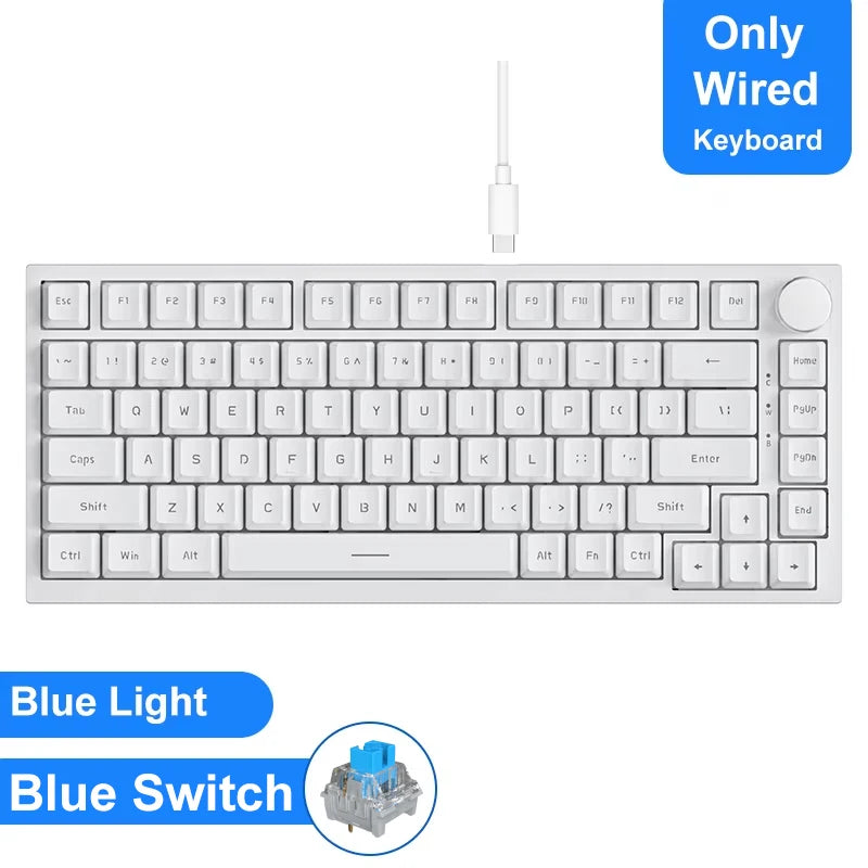 AJAZZ AK820 / AK820PRO TKL Gaming Mechanical Keyboard 75% 82 Keys Gasket Hot Swap Wired Bluetooth Wireless Keyboard for Mac/Win