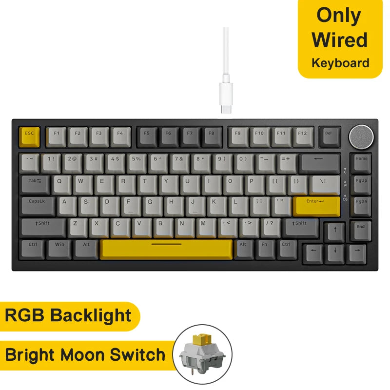 AJAZZ AK820 / AK820PRO TKL Gaming Mechanical Keyboard 75% 82 Keys Gasket Hot Swap Wired Bluetooth Wireless Keyboard for Mac/Win