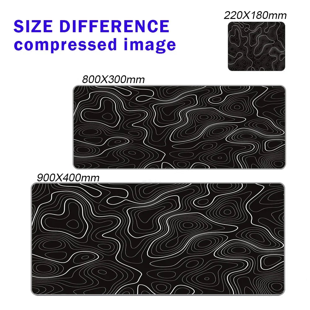Alfombrilla de mouse gaming de línea líquida, accesorios gaming, tapete de escritorio topográfico, alfombra negra y gris con diseño de mármol, 100 × 50 cm, mouse pad personalizado para PC, tapete para escritorio